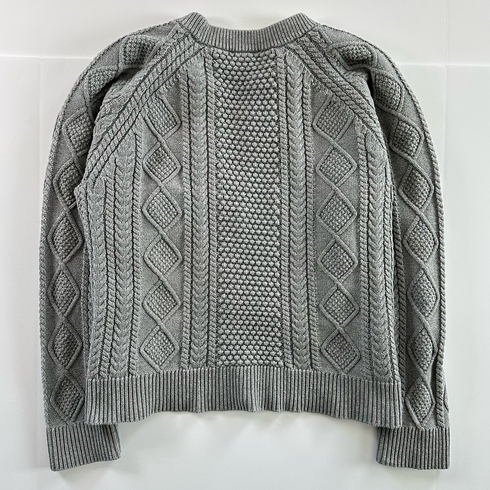 J. Crew Cotton Cable Knit Crewneck Sweater in Grey | XXL | EUC - Picture 4 of 11